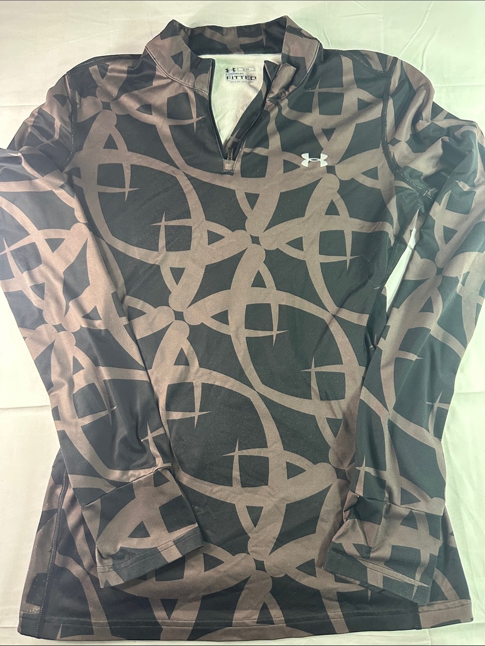 Under Armour Women’s Black & Brown Patterned Quarter-Zip Long Sleeve Top